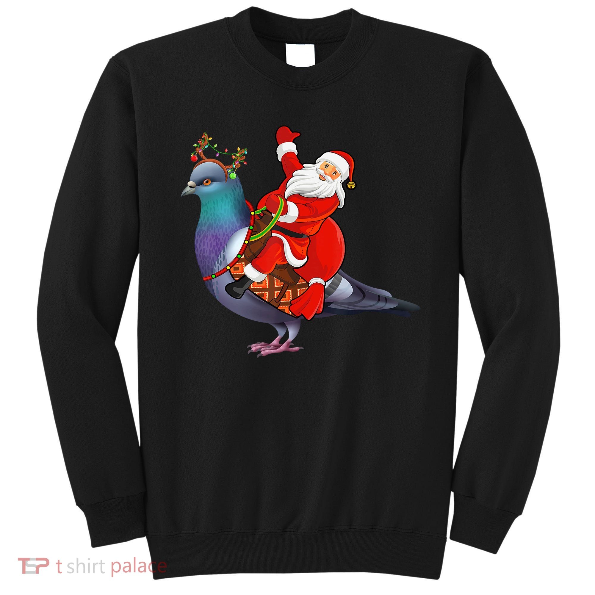 Pigeon Bird Lover Xmas Santa Riding Pigeon Christmas Long Sleeve Sweatshirt