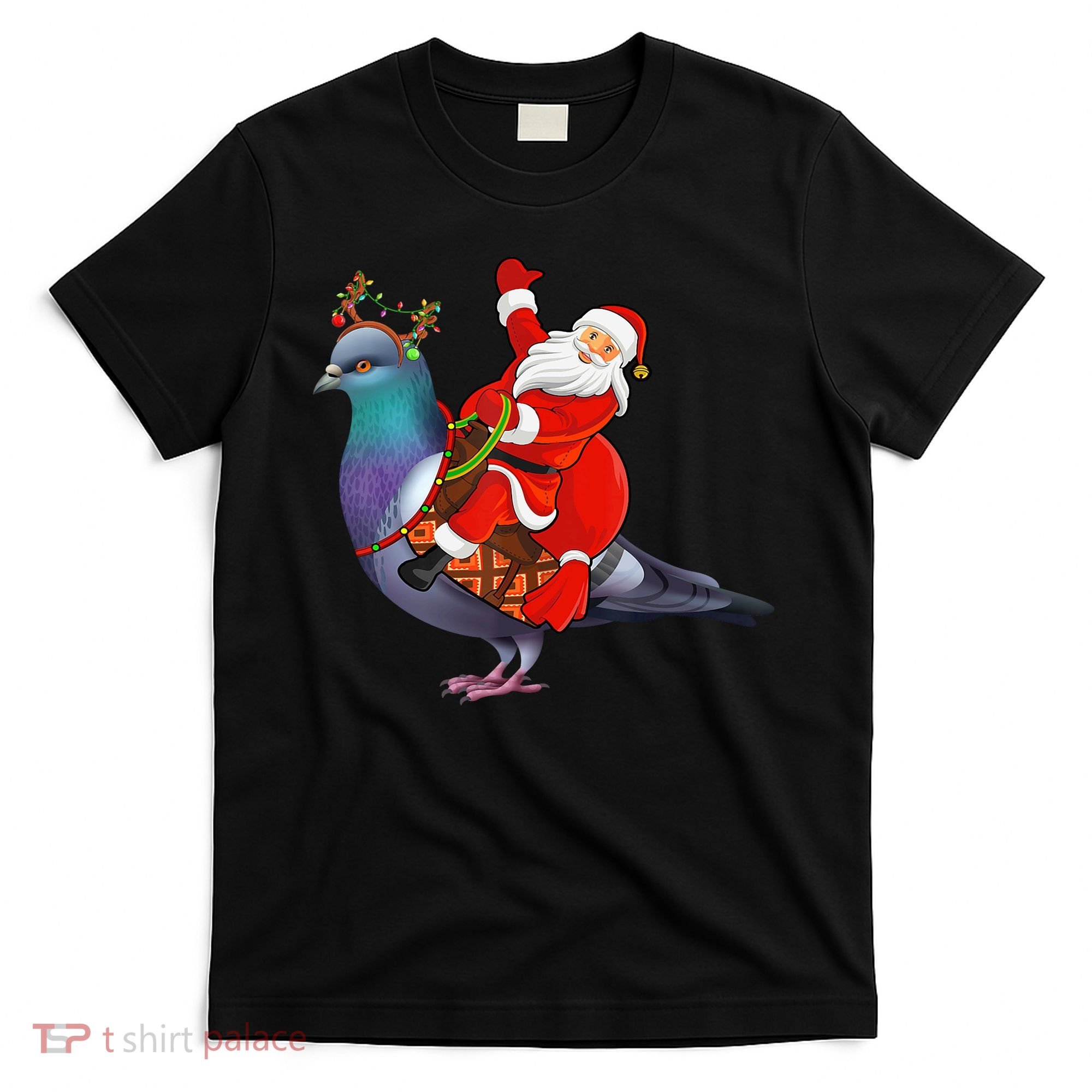Pigeon Bird Lover Xmas Santa Riding Pigeon Christmas Long Sleeve T-Shirt
