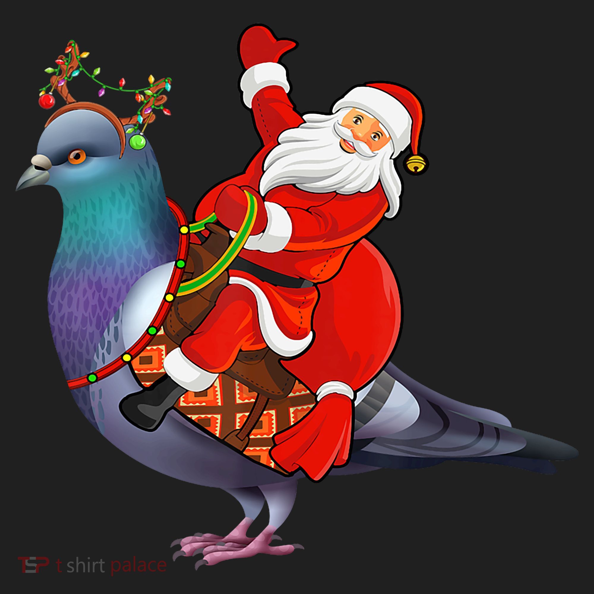 Pigeon Bird Lover Xmas Santa Riding Pigeon Christmas Long Sleeve Beanie