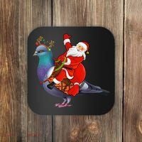 Pigeon Bird Lover Xmas Santa Riding Pigeon Christmas Long Sleeve Coaster thumb 0
