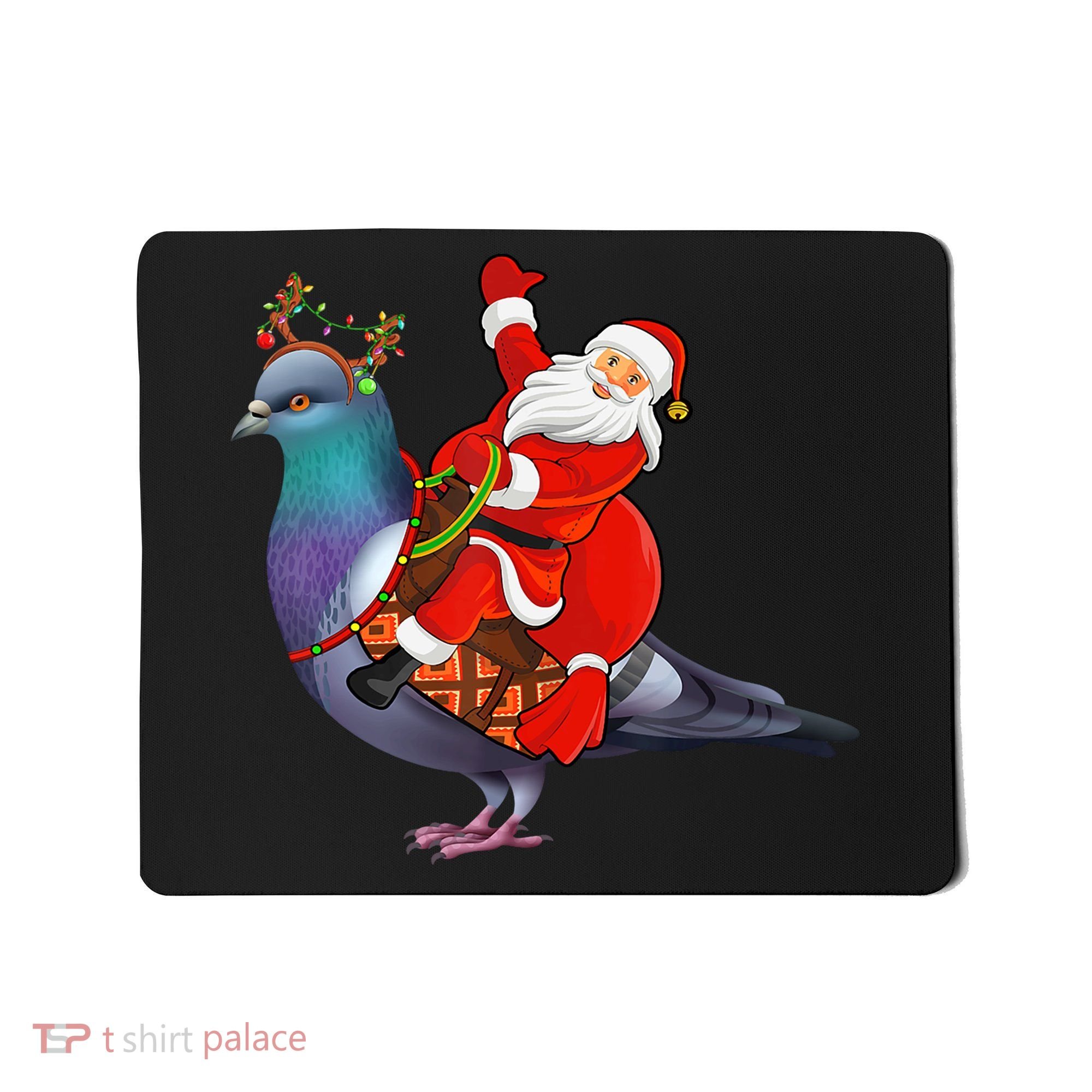 Pigeon Bird Lover Xmas Santa Riding Pigeon Christmas Long Sleeve Mousepad