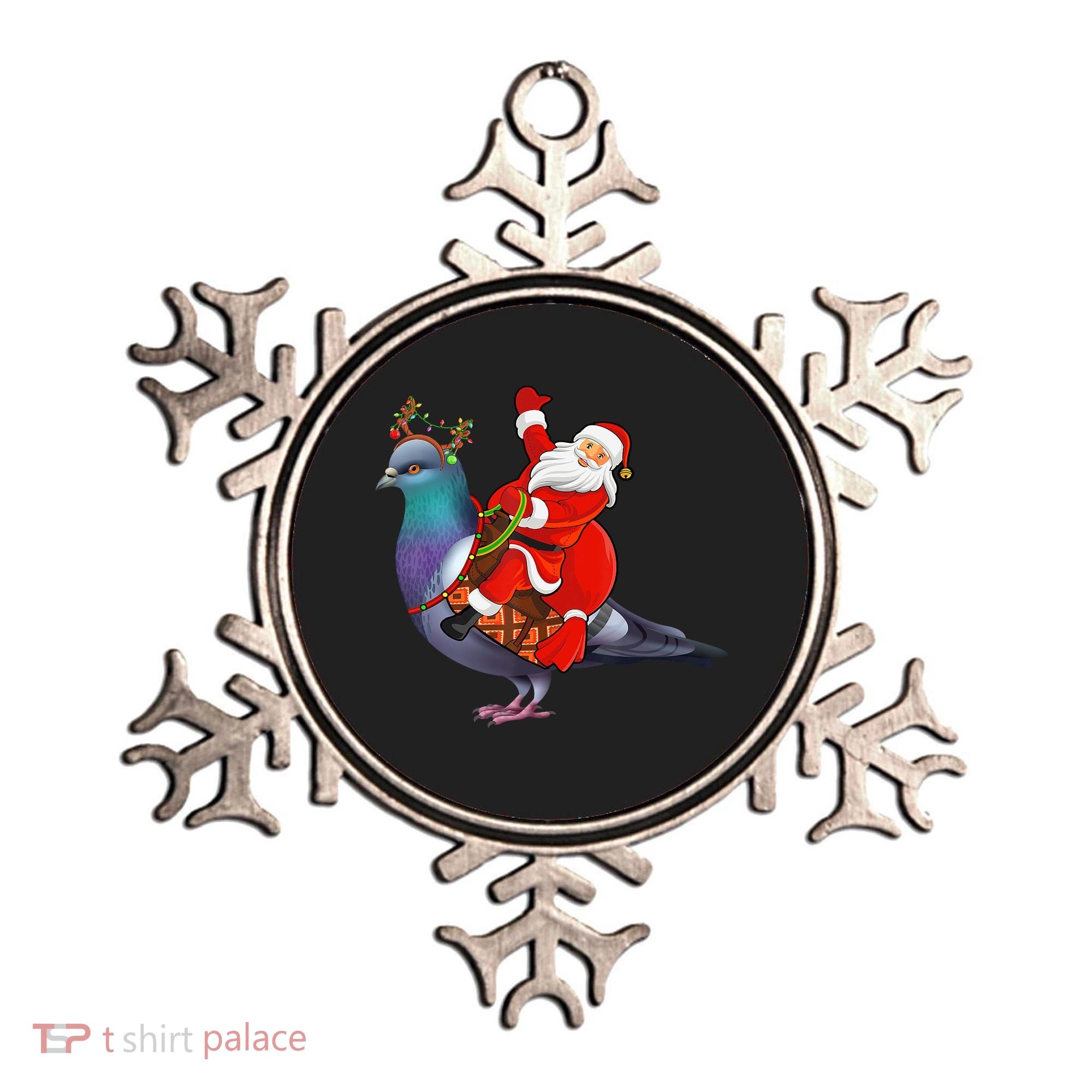Pigeon Bird Lover Xmas Santa Riding Pigeon Christmas Long Sleeve Ornament