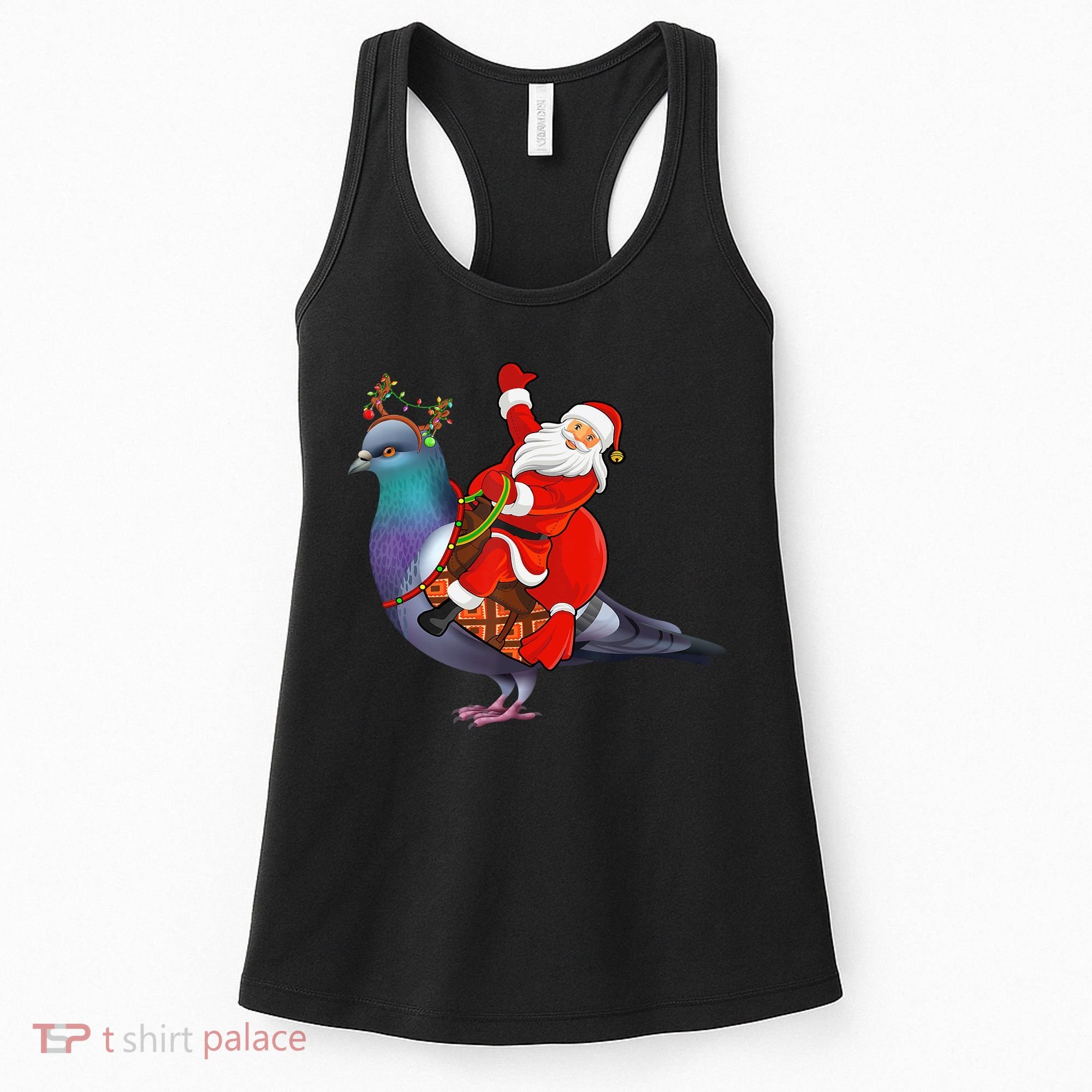 Pigeon Bird Lover Xmas Santa Riding Pigeon Christmas Long Sleeve Women's Tank Top