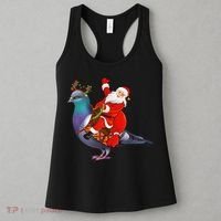 Pigeon Bird Lover Xmas Santa Riding Pigeon Christmas Long Sleeve Women's Tank Top thumb 3