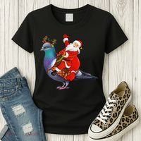 Pigeon Bird Lover Xmas Santa Riding Pigeon Christmas Long Sleeve Women's T-Shirt thumb 3