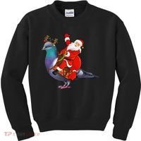 Pigeon Bird Lover Xmas Santa Riding Pigeon Christmas Long Sleeve Kids Sweatshirt thumb 0