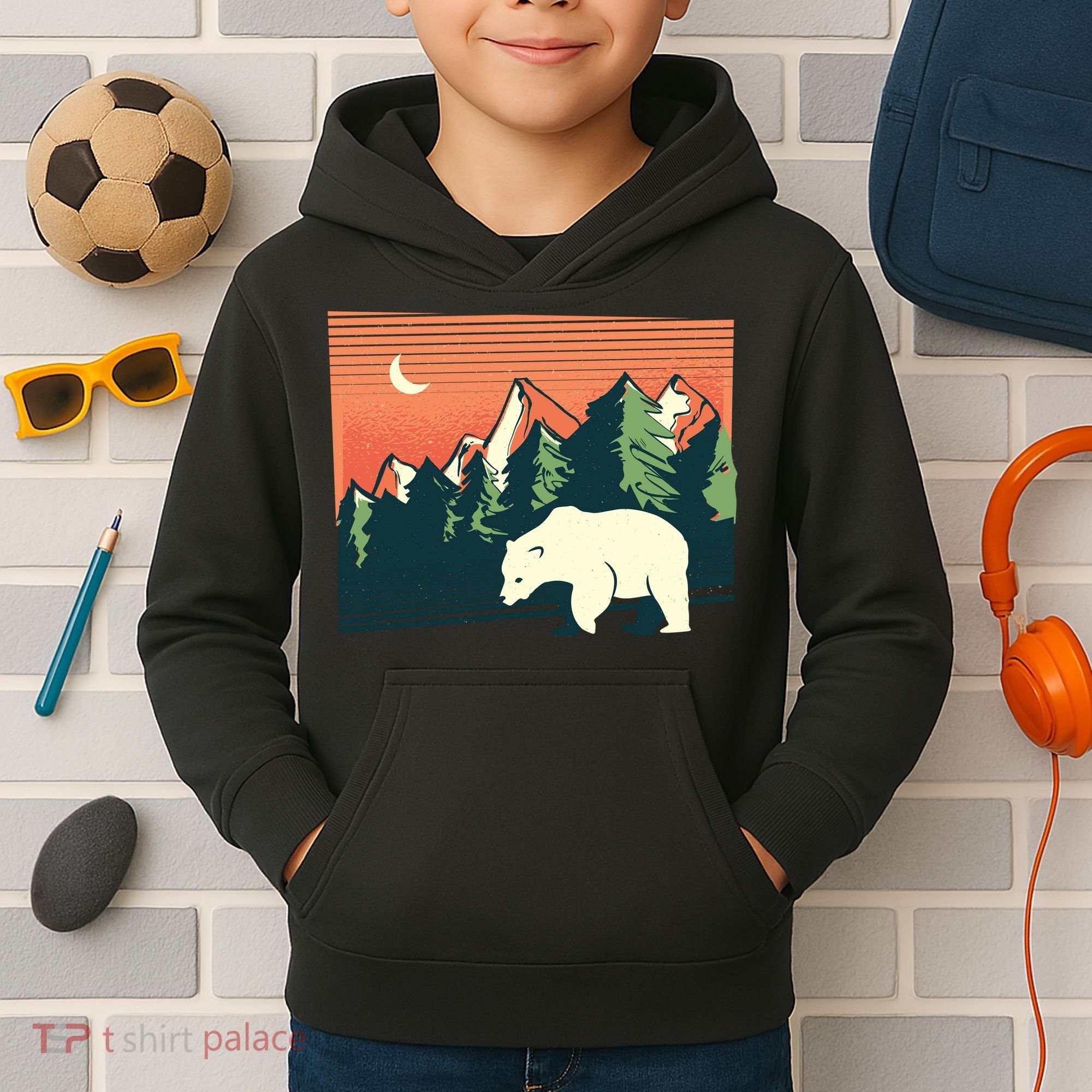 Polar Bear Landscape Kids Hoodie