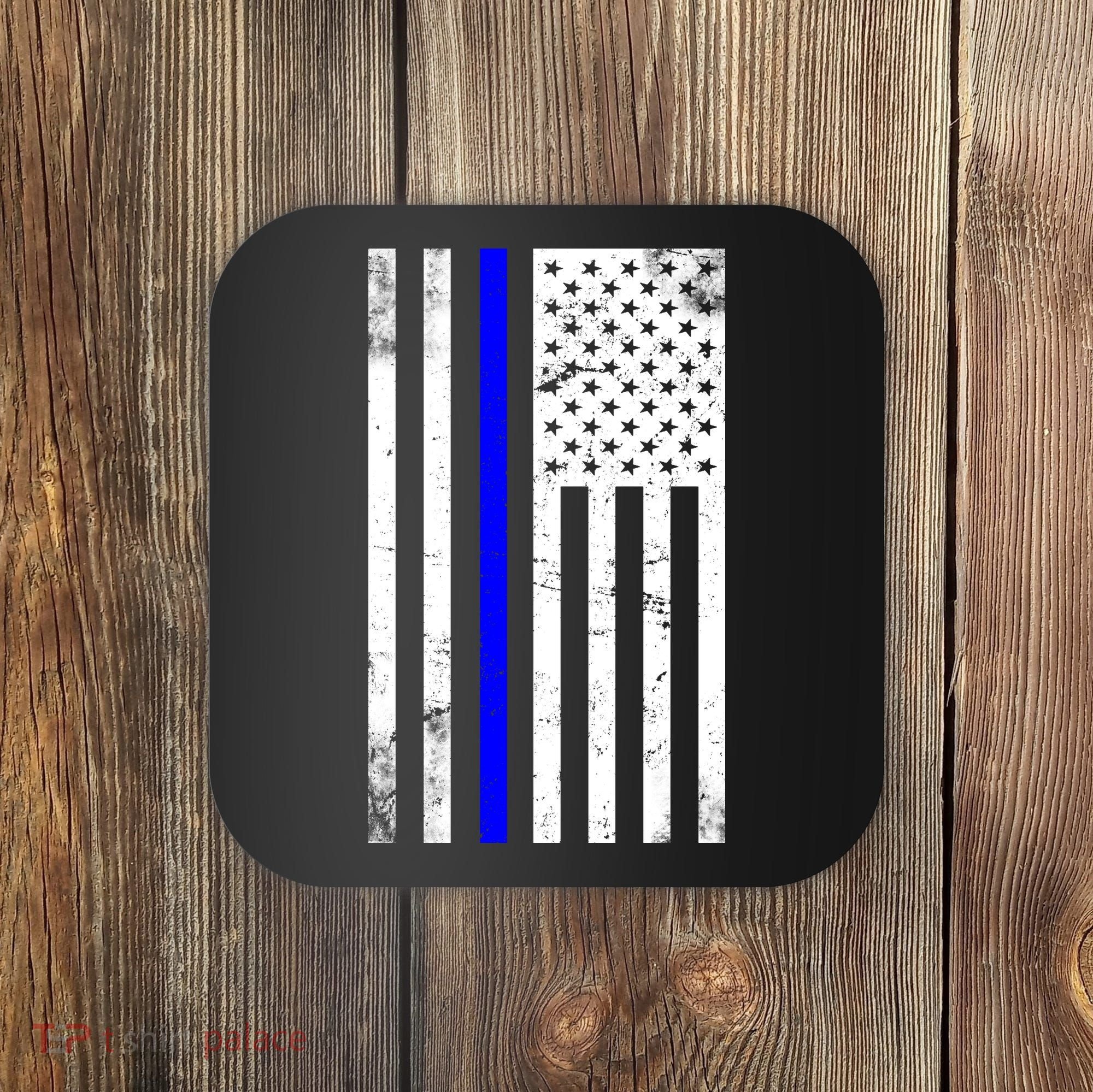 Police Blue Line American Flag Coaster