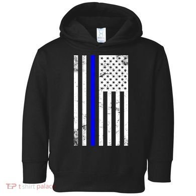 Police Blue Line American Flag Toddler Hoodie