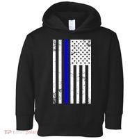 Police Blue Line American Flag Toddler Hoodie thumb 0