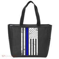 Police Blue Line American Flag Tote Bag thumb 0