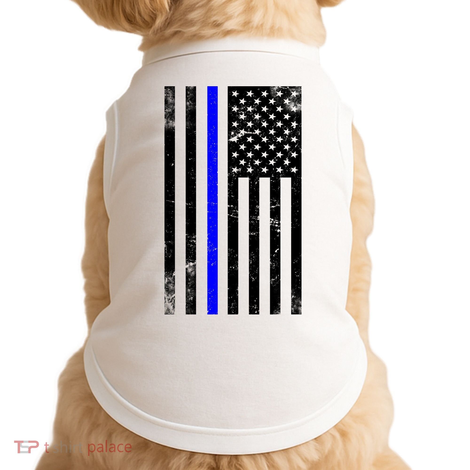 Police Blue Line American Flag Doggie Tank