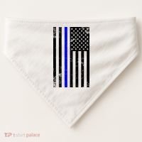 Police Blue Line American Flag USA-Made Doggie Bandana thumb 0