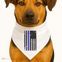 Police Blue Line American Flag USA-Made Doggie Bandana thumb 1