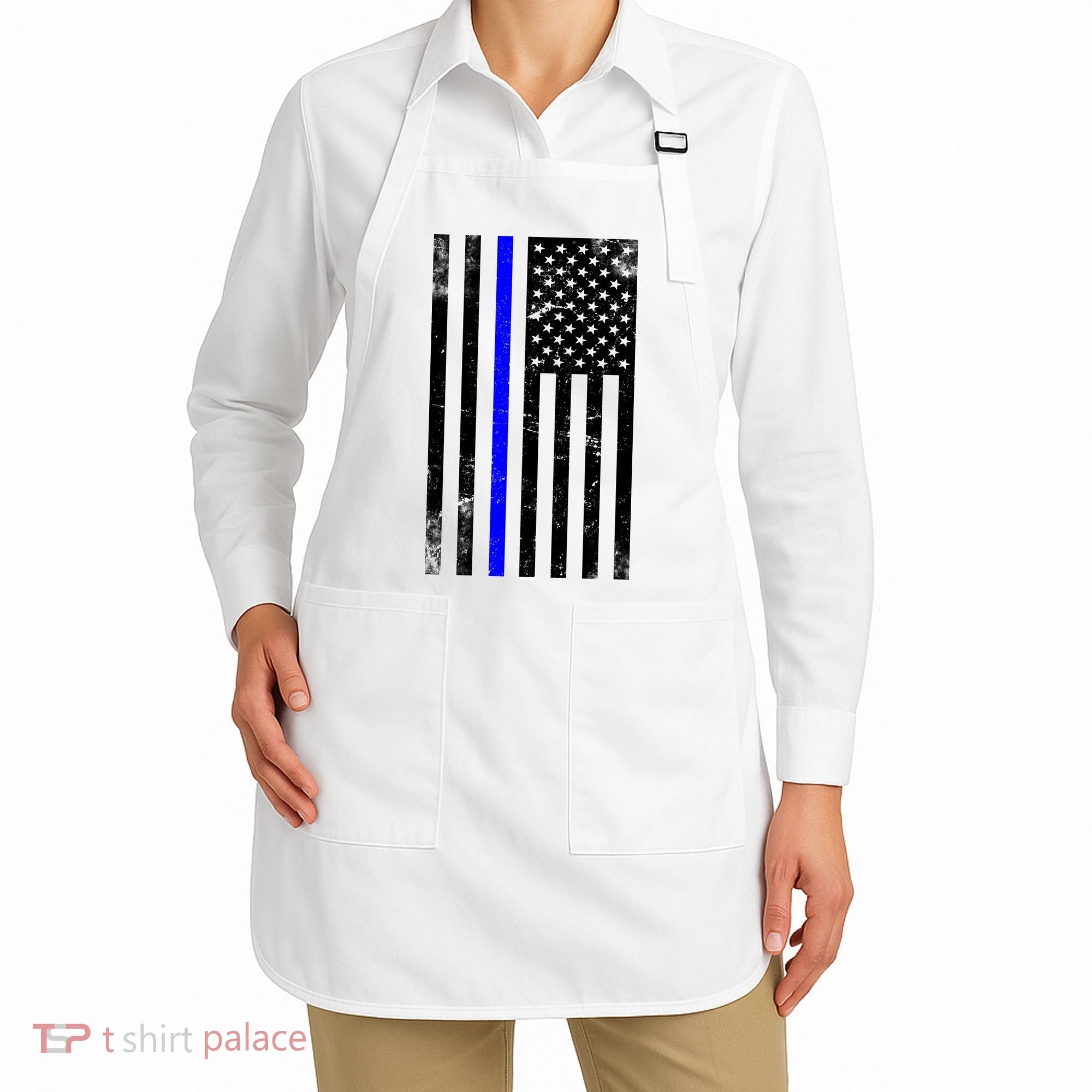Police Blue Line American Flag Apron