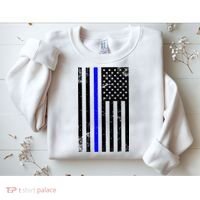 Police Blue Line American Flag Sweatshirt thumb 2