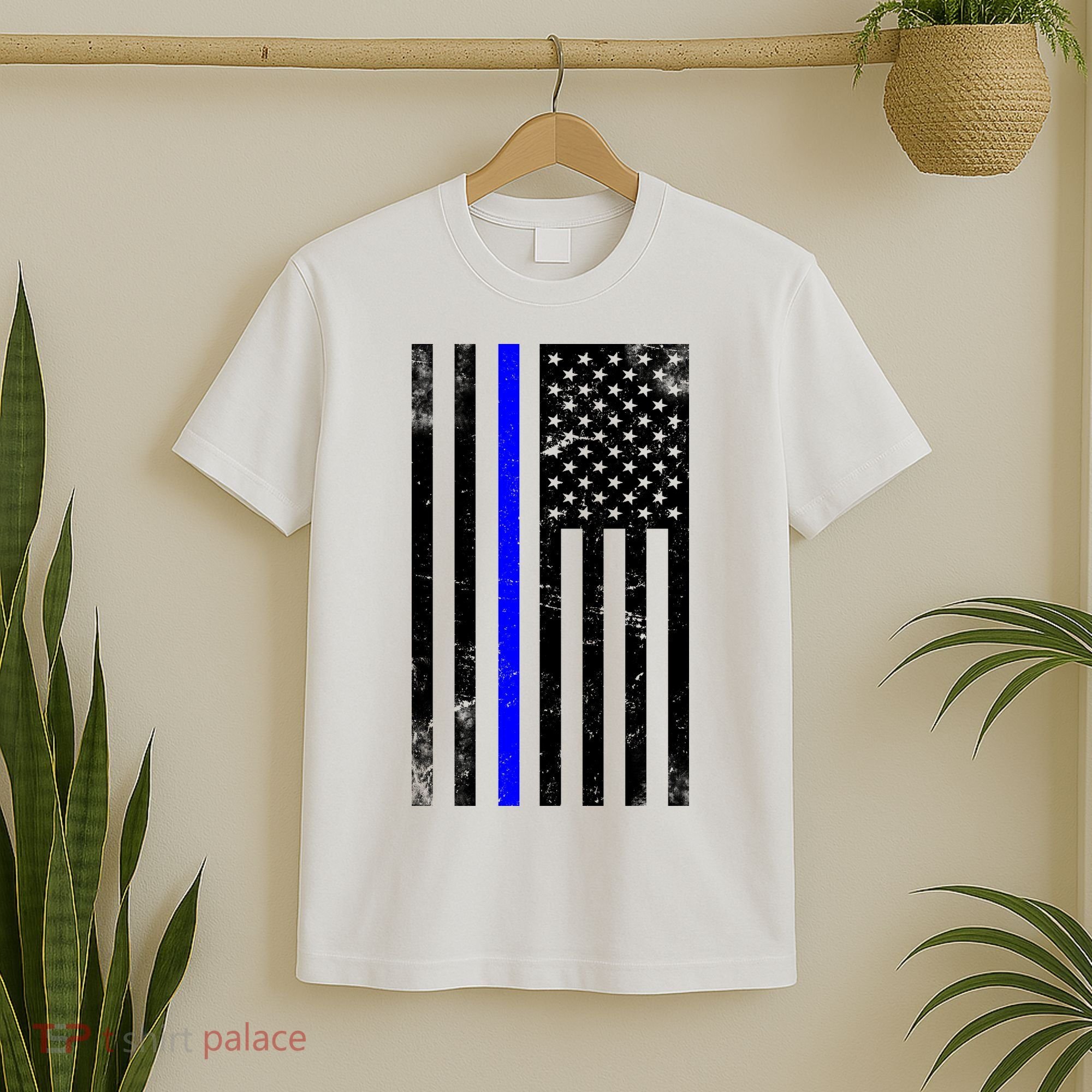 Police Blue Line American Flag T-Shirt