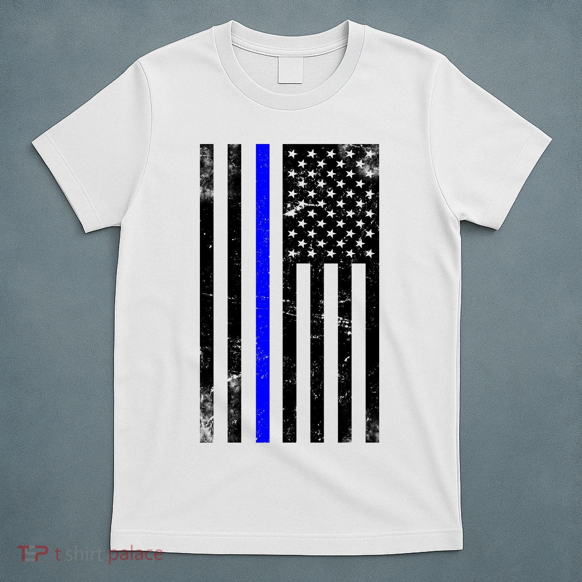 Police Blue Line American Flag T-Shirt