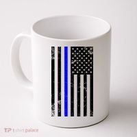 Police Blue Line American Flag Coffee Mug thumb 0