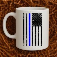 Police Blue Line American Flag Coffee Mug thumb 2