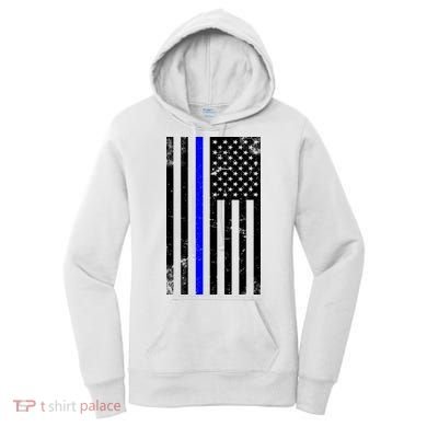 Police Blue Line American Flag Women's Hoodie
