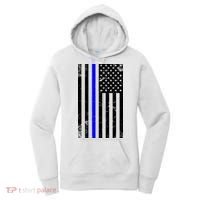 Police Blue Line American Flag Women's Hoodie thumb 0