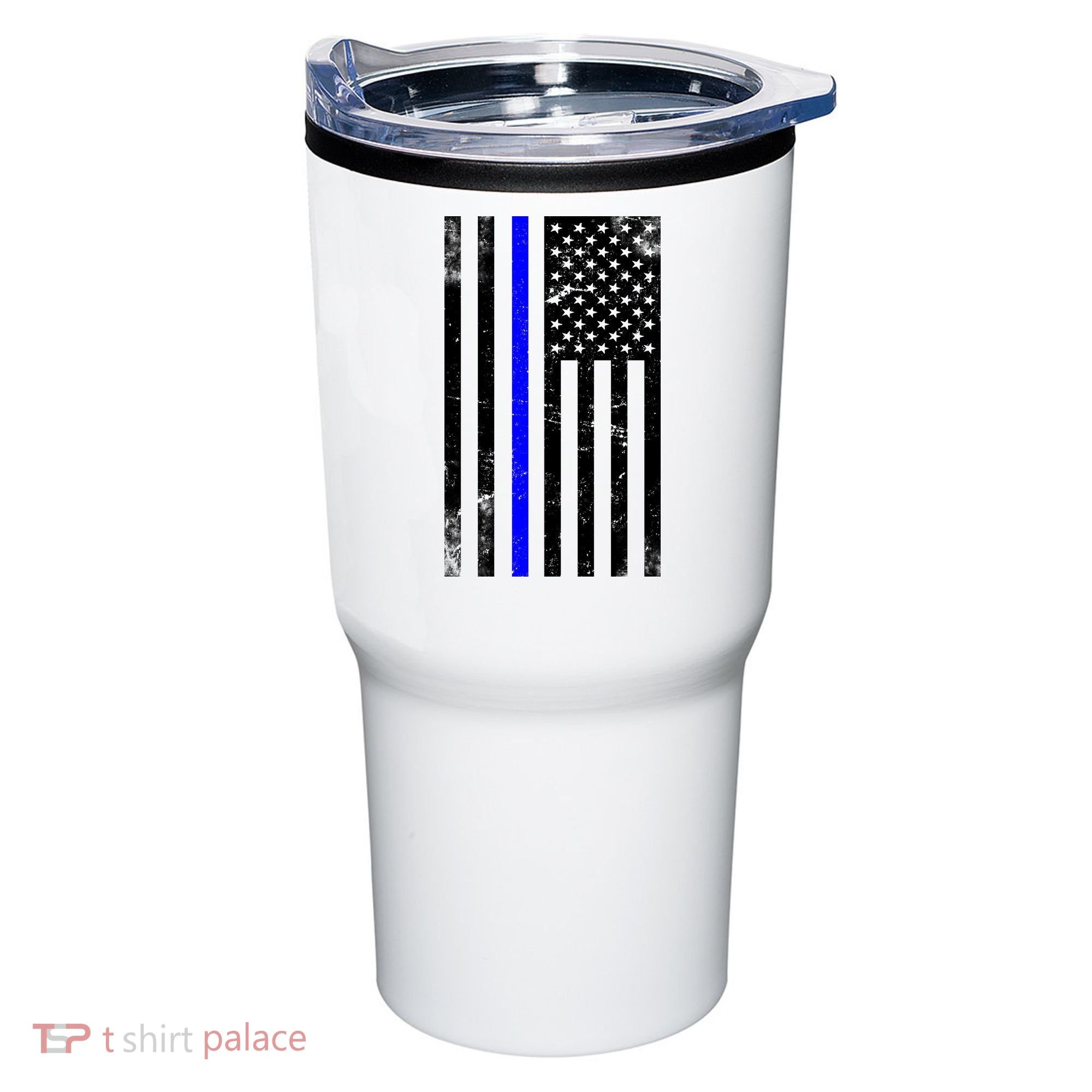 Police Blue Line American Flag Tumbler