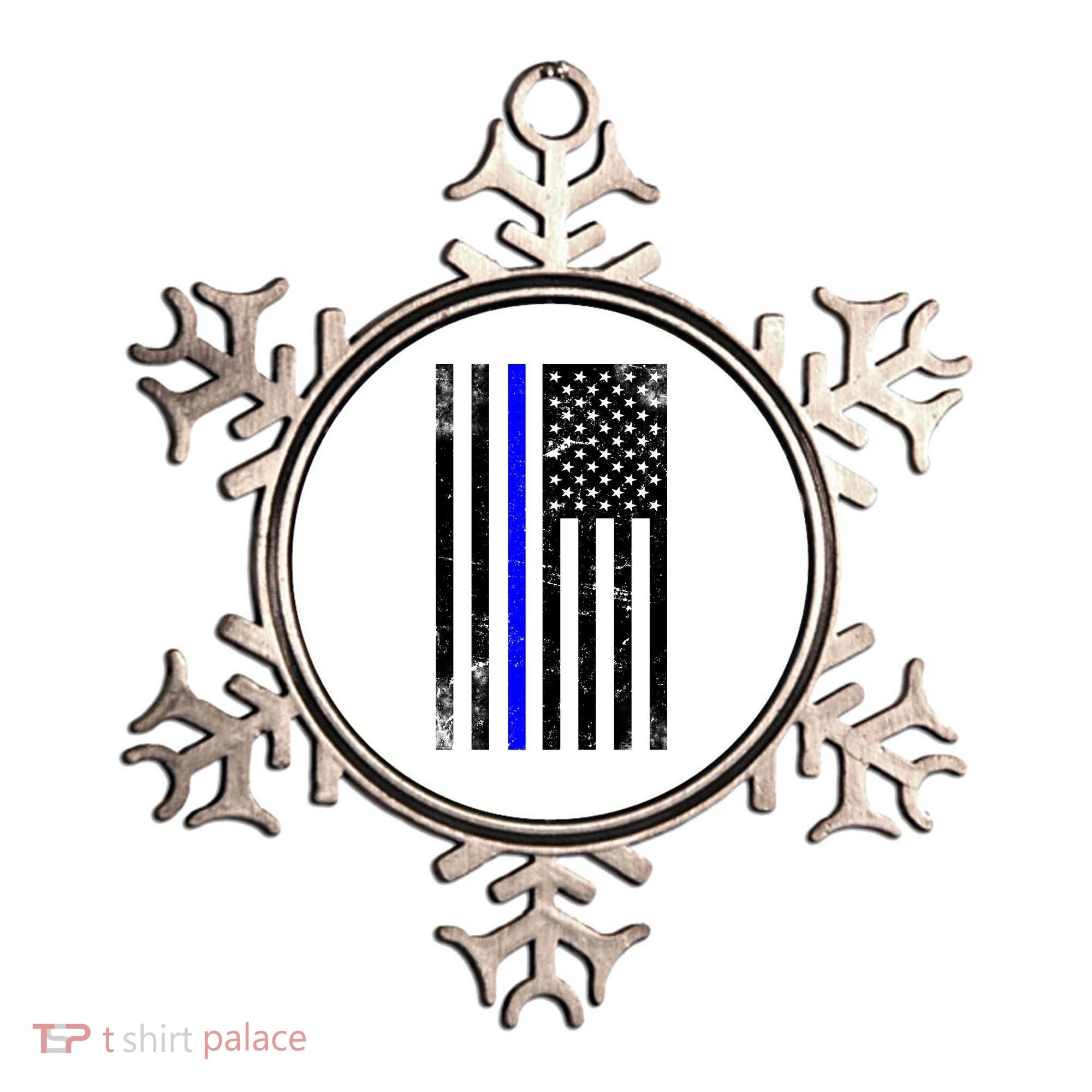 Police Blue Line American Flag Ornament