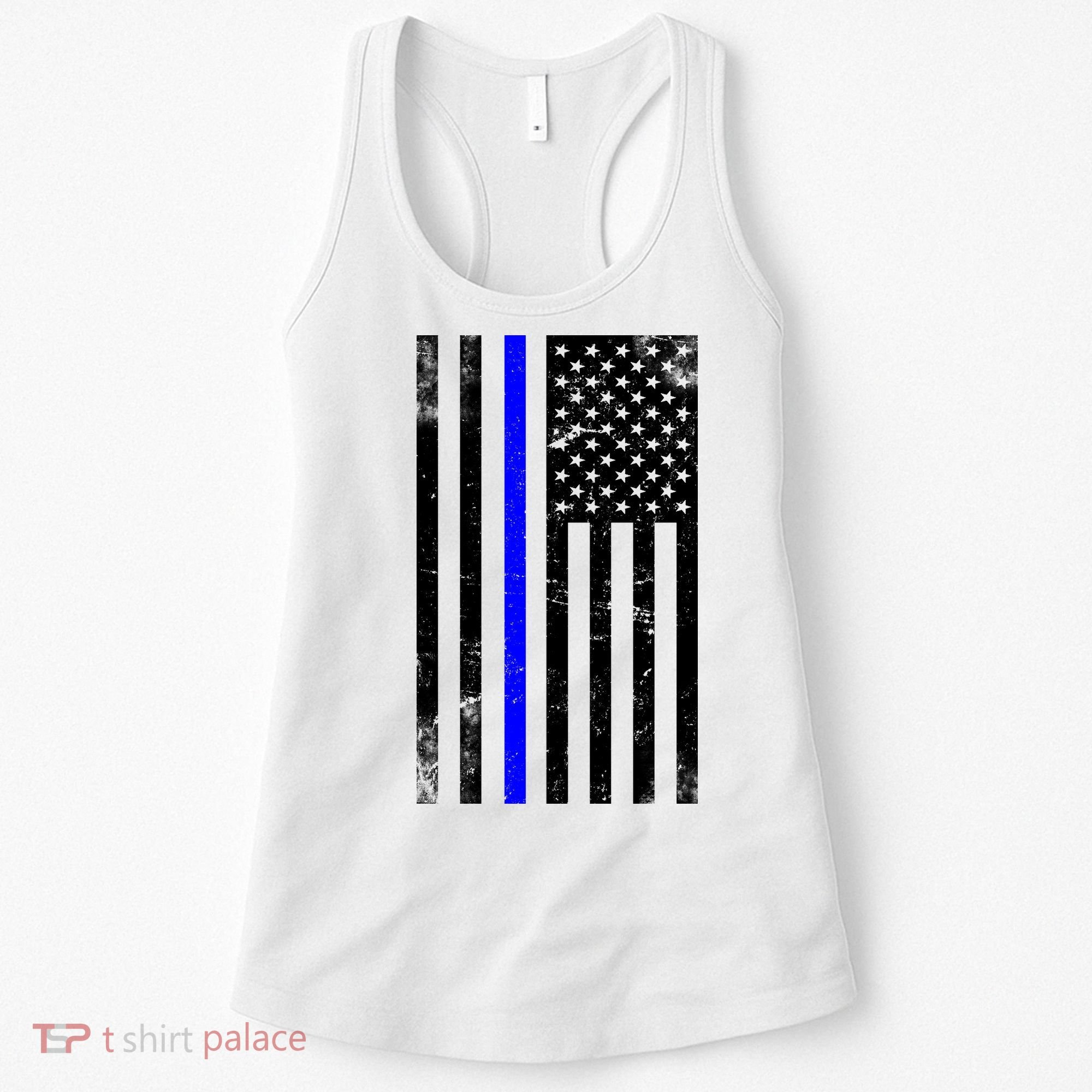 Police Blue Line American Flag Women's Tank Top