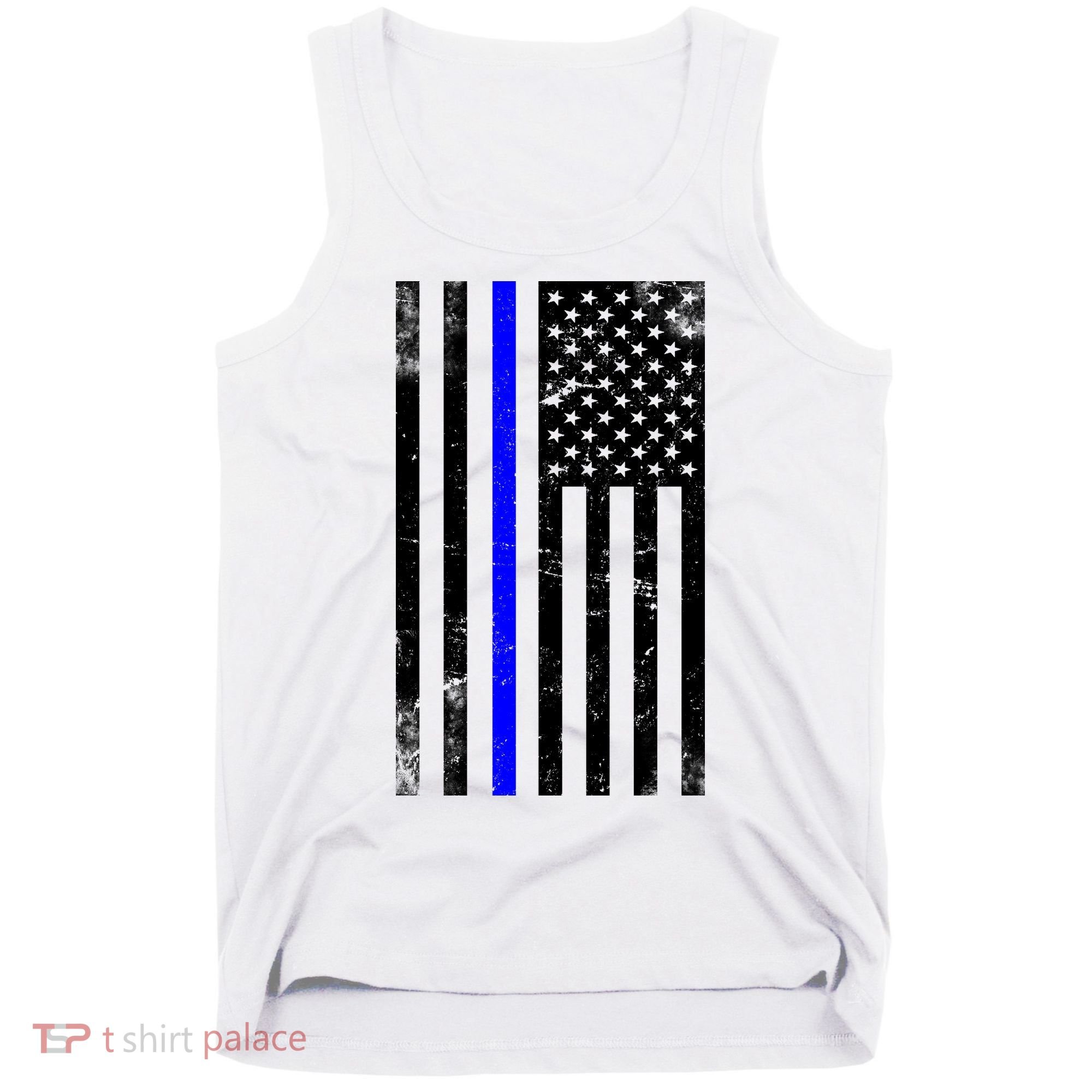 Police Blue Line American Flag Tank Top