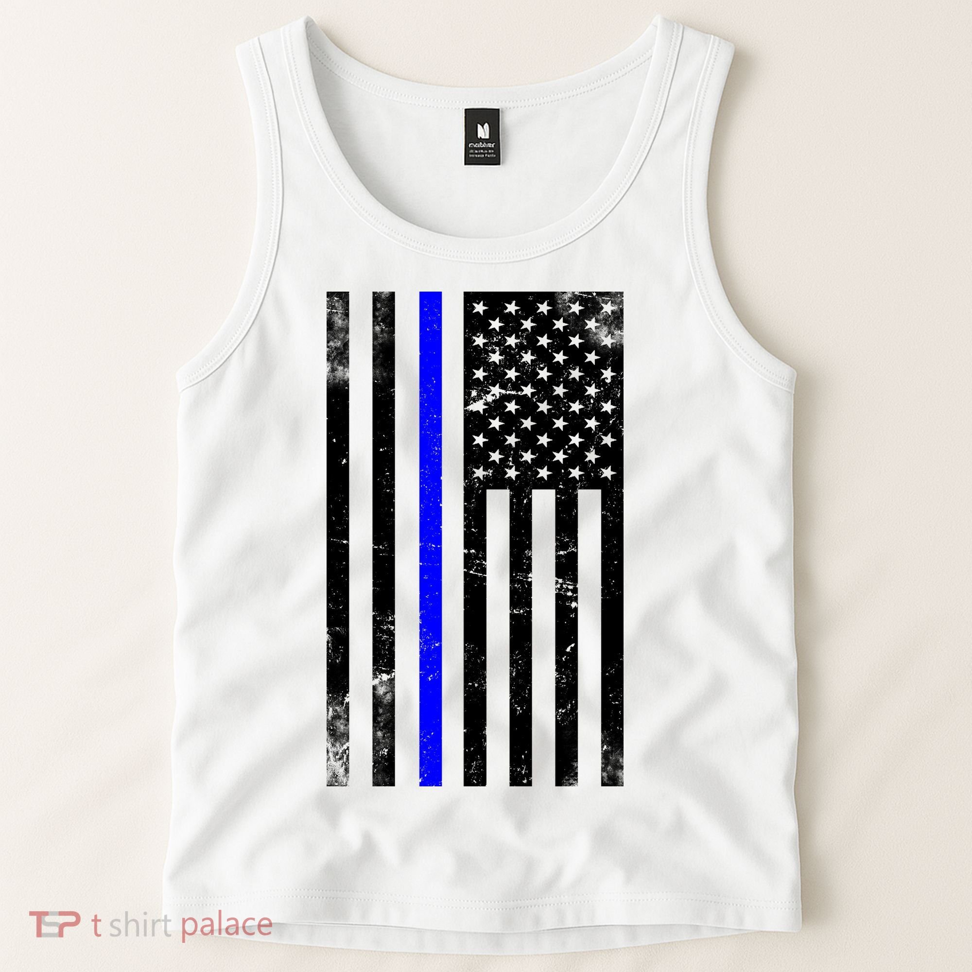 Police Blue Line American Flag Tank Top