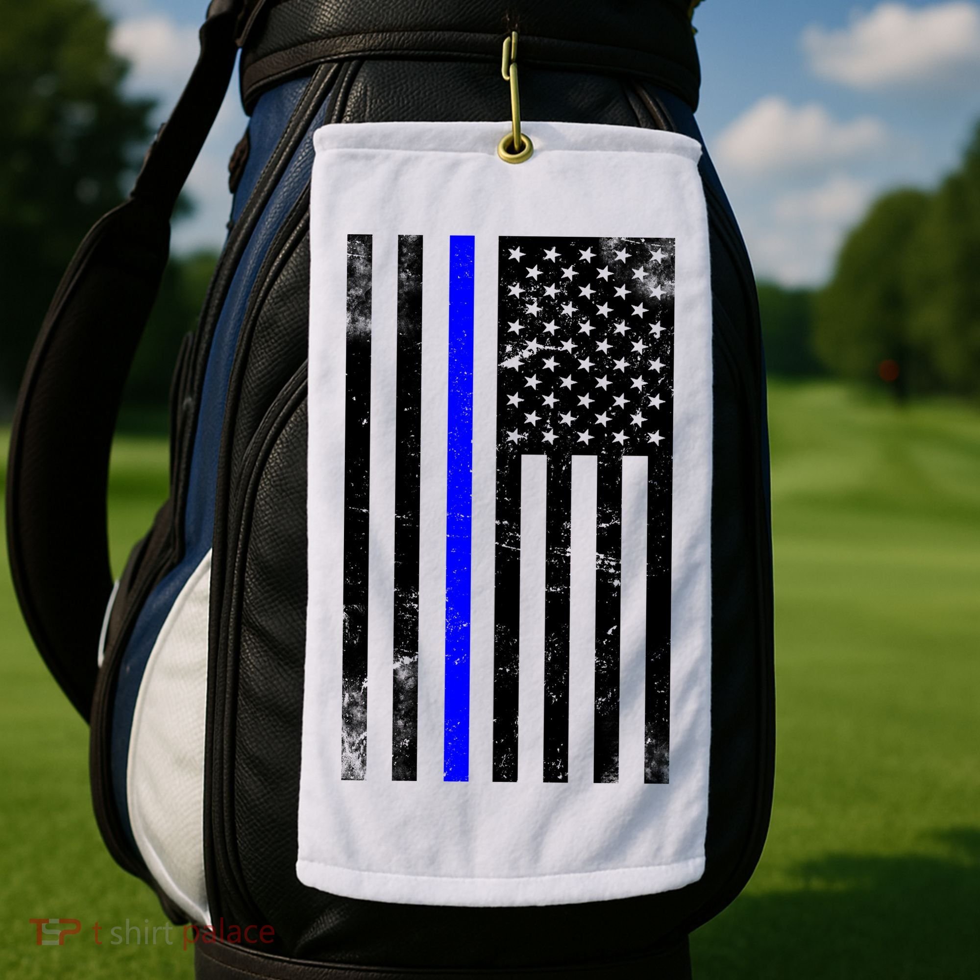 Police Blue Line American Flag Golf Towel