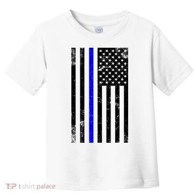 Police Blue Line American Flag Toddler T-Shirt