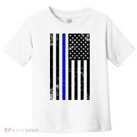 Police Blue Line American Flag Toddler T-Shirt thumb 0