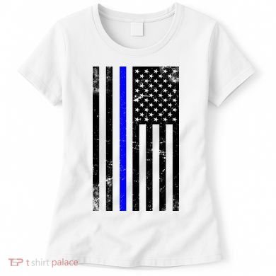 Police Blue Line American Flag Women's T-Shirt