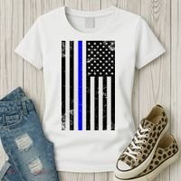 Police Blue Line American Flag Women's T-Shirt thumb 3