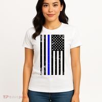 Police Blue Line American Flag Women's T-Shirt thumb 4
