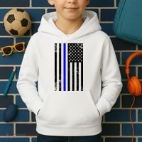 Police Blue Line American Flag Kids Hoodie thumb 2