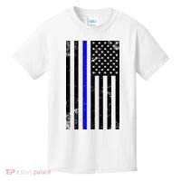 Police Blue Line American Flag Kids T-Shirt thumb 0