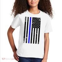 Police Blue Line American Flag Kids T-Shirt thumb 2