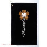 Philadelphia Baseball Mitt Flower Baseball Fan Golf Towel thumb 0