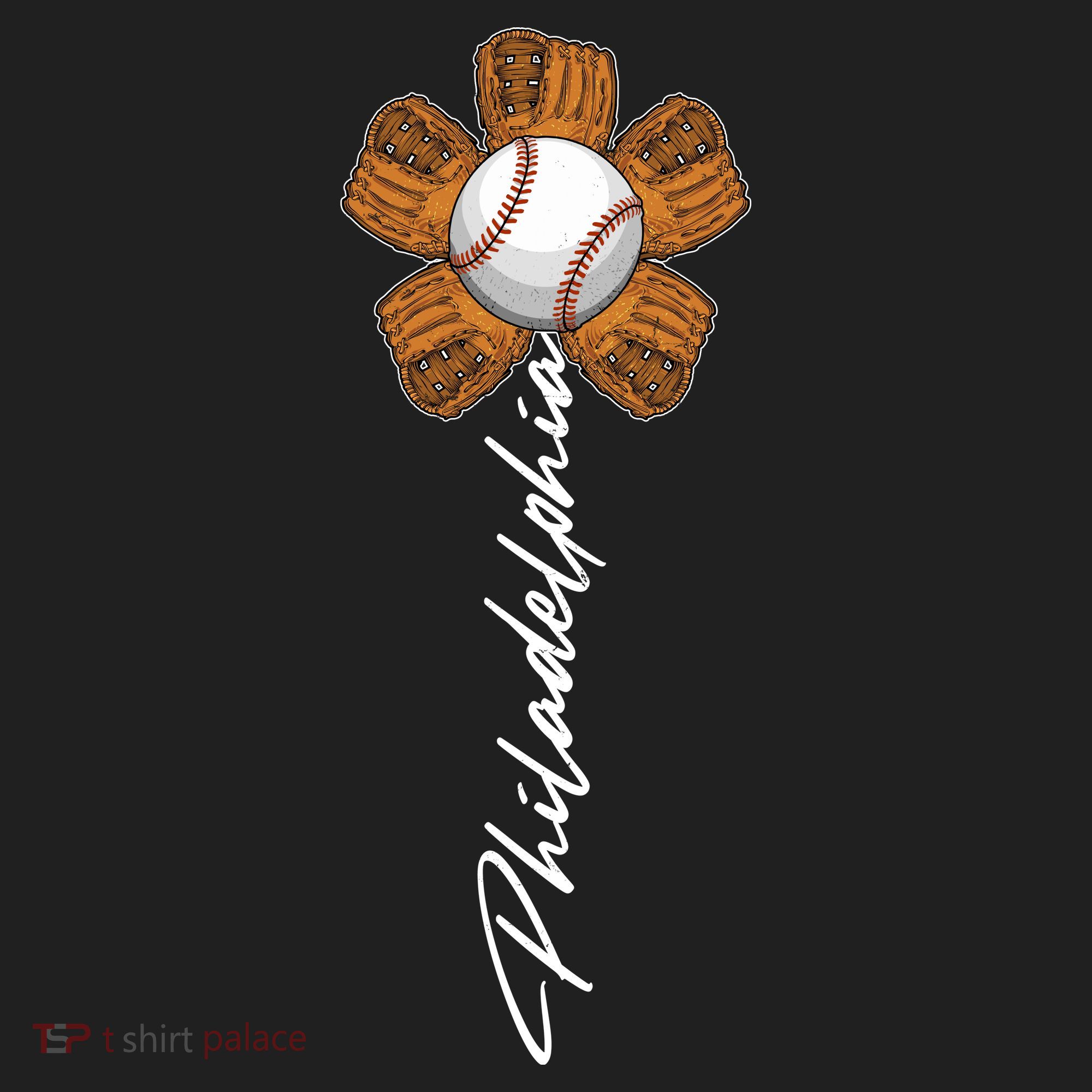 Philadelphia Baseball Mitt Flower Baseball Fan Golf Towel