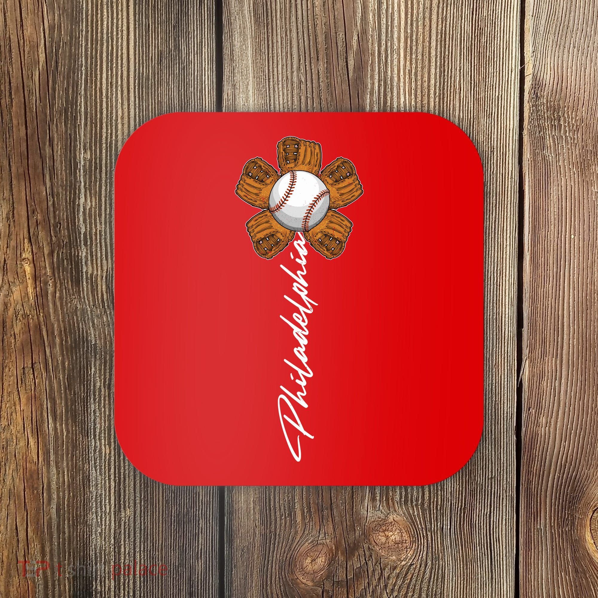 Philadelphia Baseball Mitt Flower Baseball Fan Coaster