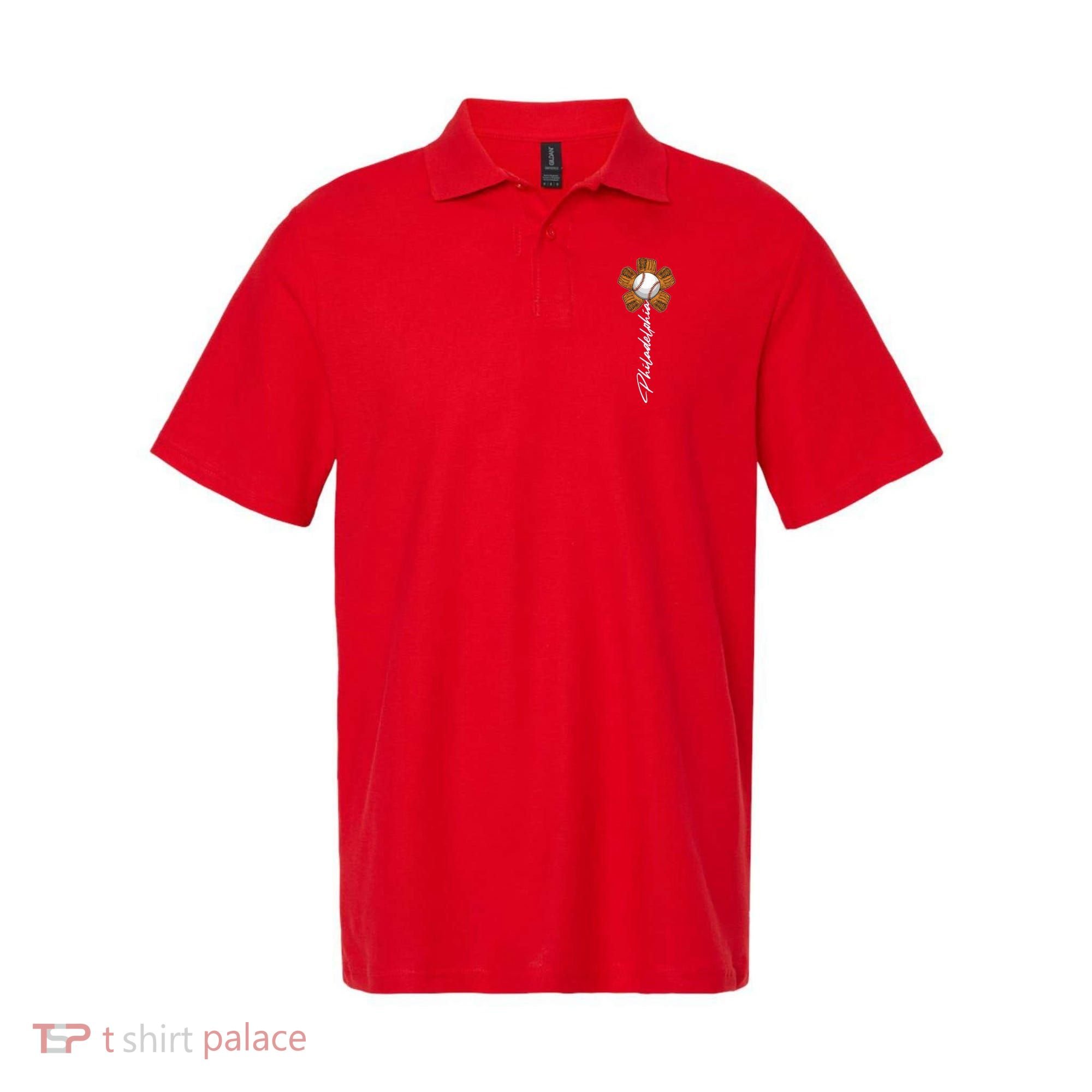 Philadelphia Baseball Mitt Flower Baseball Fan Polo