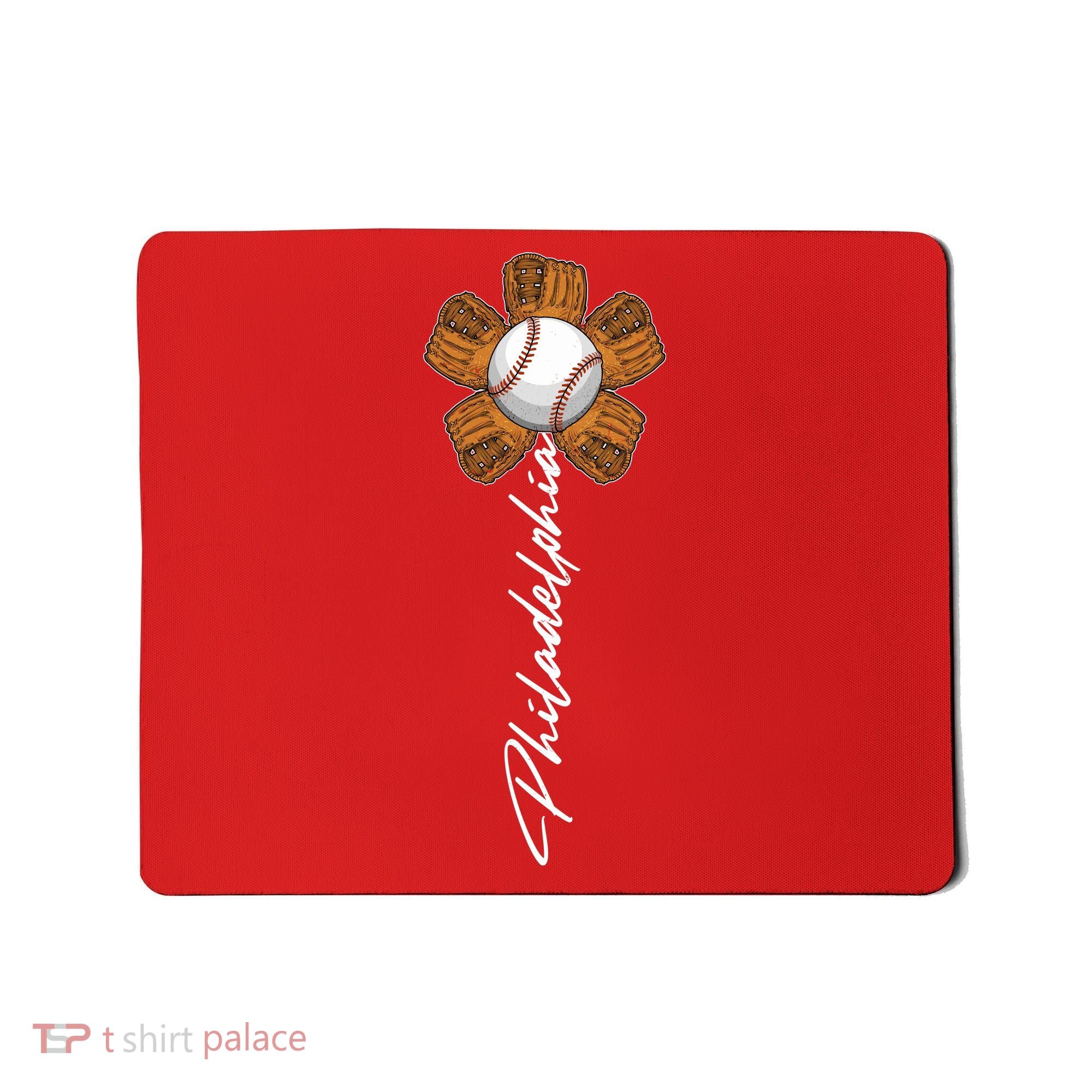 Philadelphia Baseball Mitt Flower Baseball Fan Mousepad