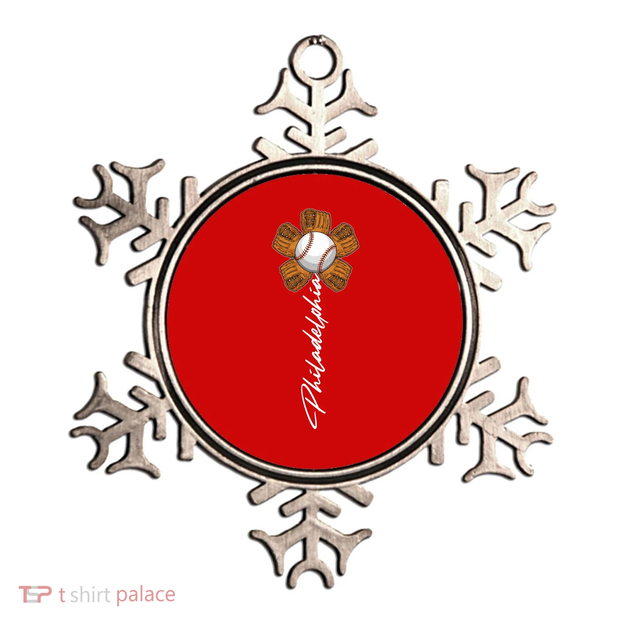 Philadelphia Baseball Mitt Flower Baseball Fan Ornament