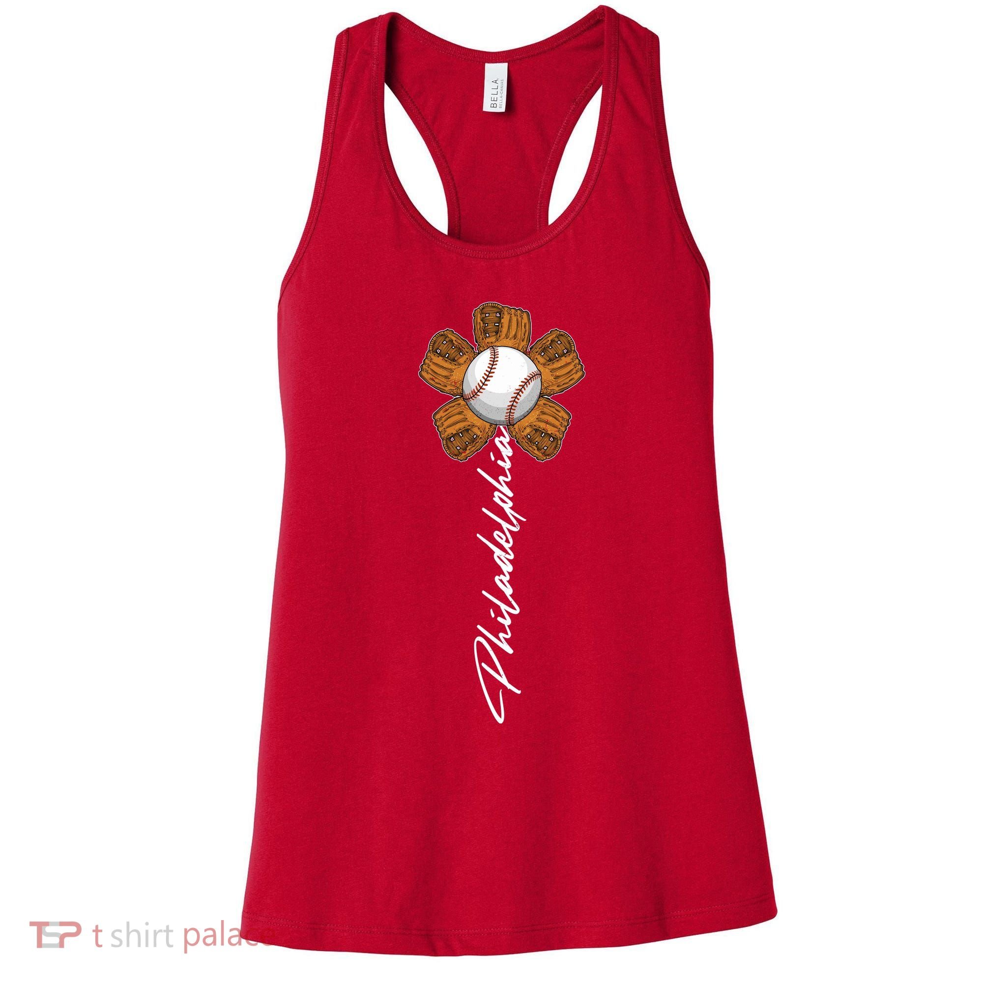Philadelphia Baseball Mitt Flower Baseball Fan Women's Tank Top