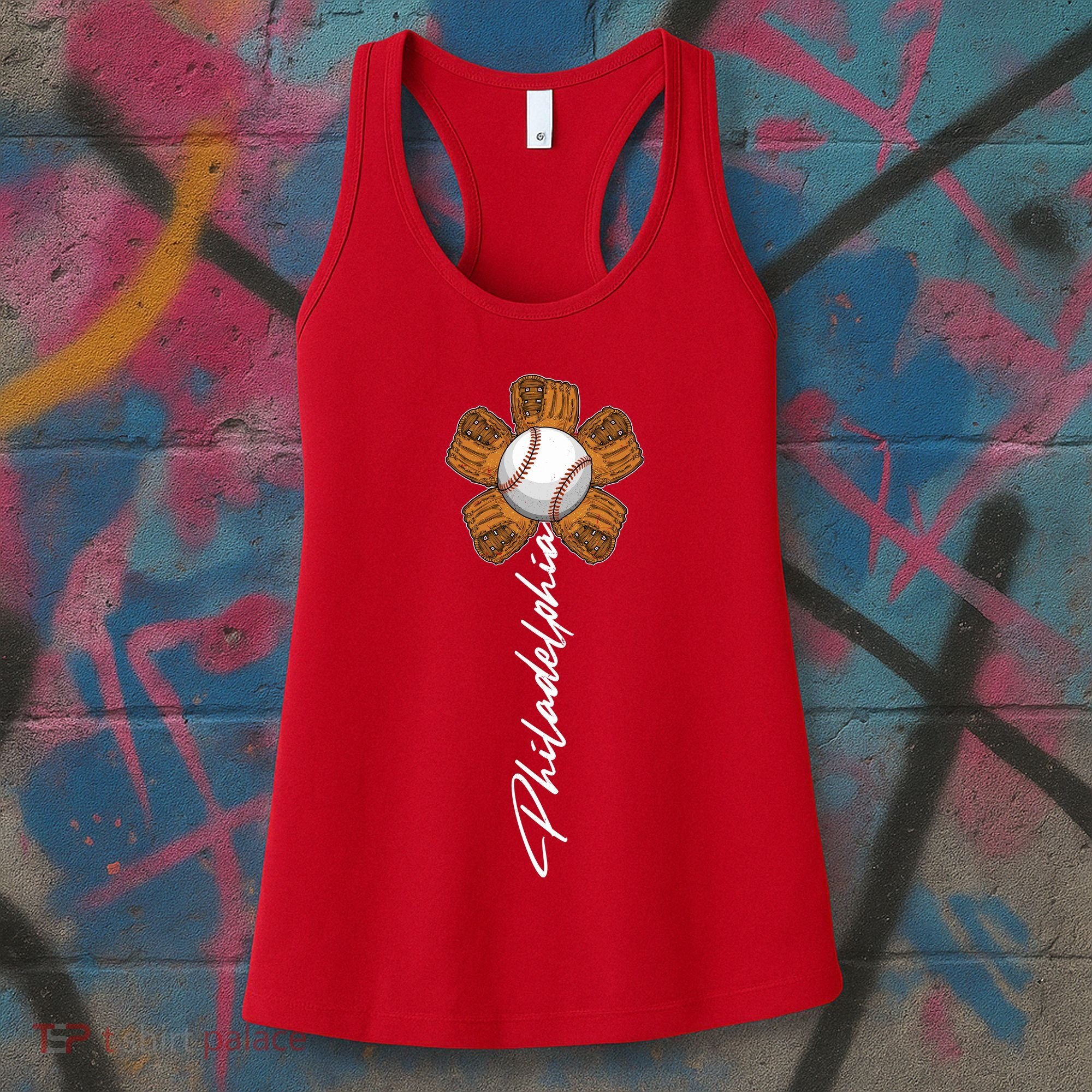 Philadelphia Baseball Mitt Flower Baseball Fan Women's Tank Top