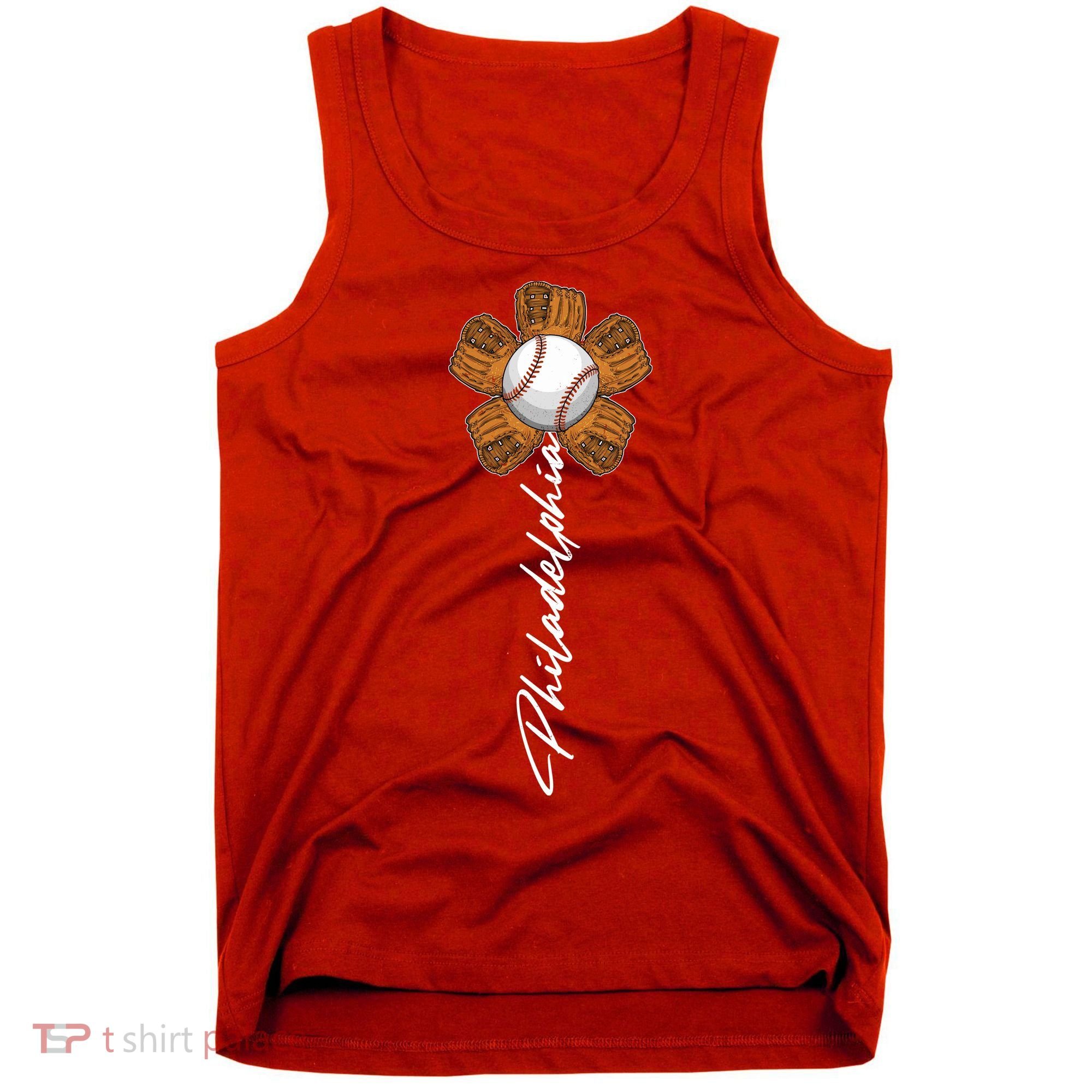 Philadelphia Baseball Mitt Flower Baseball Fan Tank Top