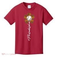 Philadelphia Baseball Mitt Flower Baseball Fan Kids T-Shirt thumb 0
